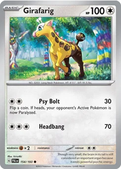 Girafarig Pokemon card from Paldea Evolved, card number 154