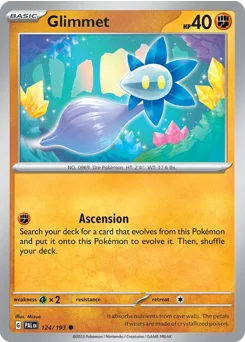 Glimmet Pokemon card from Paldea Evolved, card number 124