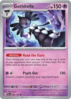 Gothitelle Pokemon card from Paldea Evolved, card number 92