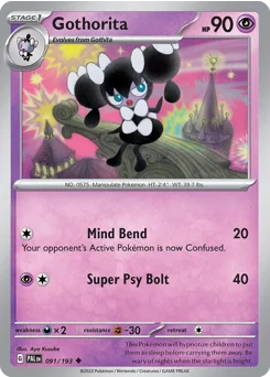 Gothorita Pokemon card from Paldea Evolved, card number 91