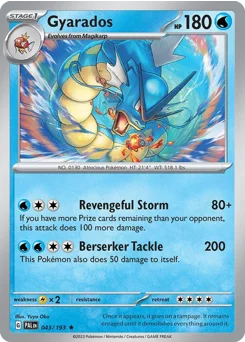 Gyarados Pokemon card from Paldea Evolved, card number 43
