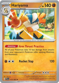 Hariyama Pokemon card from Paldea Evolved, card number 113