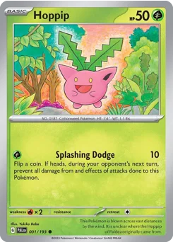 Hoppip Pokemon card from Paldea Evolved, card number 1