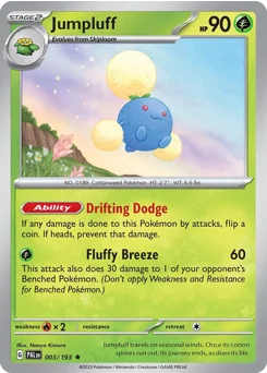 Jumpluff Pokemon card from Paldea Evolved, card number 3