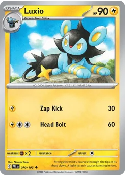 Luxio Pokemon card from Paldea Evolved, card number 70