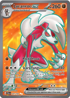 Lycanroc ex Pokemon card from Paldea Evolved, card number 241