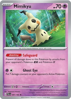 Mimikyu Pokemon card from Paldea Evolved, card number 97