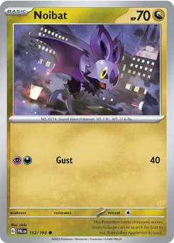 Noibat Pokemon card from Paldea Evolved, card number 152