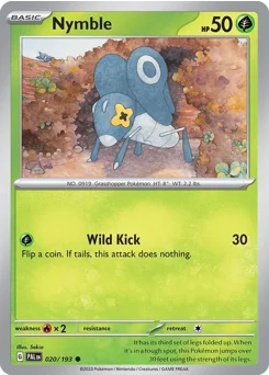 Nymble Pokemon card from Paldea Evolved, card number 20