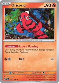 Oricorio Pokemon card from Paldea Evolved, card number 33