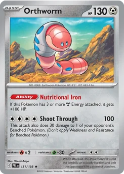 Orthworm Pokemon card from Paldea Evolved, card number 151