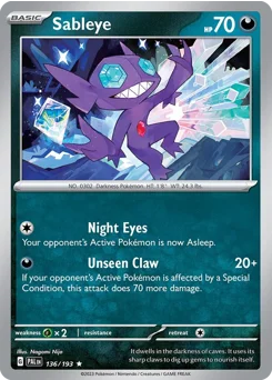 Sableye Pokemon card from Paldea Evolved, card number 136