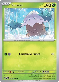 Snover Pokemon card from Paldea Evolved, card number 10