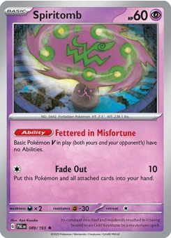 Spiritomb Pokemon card from Paldea Evolved, card number 89
