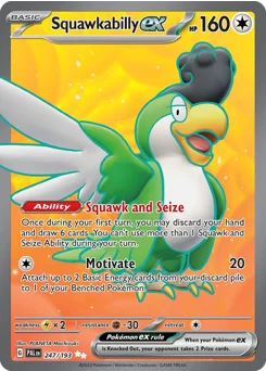 Squawkabilly ex Pokemon card from Paldea Evolved, card number 247