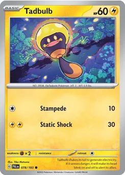 Tadbulb Pokemon card from Paldea Evolved, card number 78