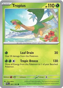 Tropius Pokemon card from Paldea Evolved, card number 7