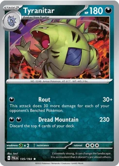 Tyranitar Pokemon card from Paldea Evolved, card number 135