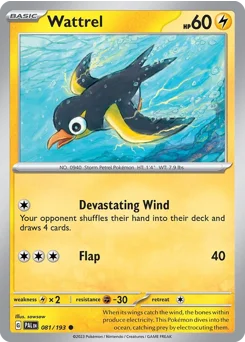 Wattrel Pokemon card from Paldea Evolved, card number 81