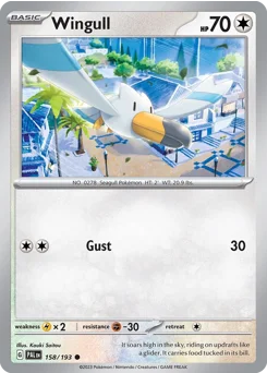 Wingull Pokemon card from Paldea Evolved, card number 158