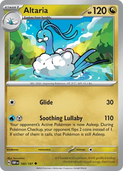 Altaria Pokemon card from Obsidian Flames, card number 160