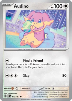 Audino Pokemon card from Obsidian Flames, card number 173