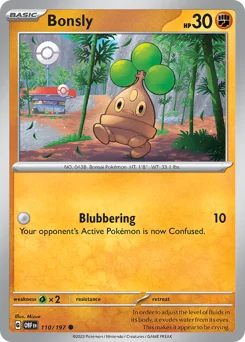 Bonsly Pokemon card from Obsidian Flames, card number 110