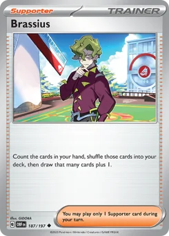 Brassius Pokemon card from Obsidian Flames, card number 187