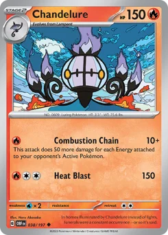 Chandelure Pokemon card from Obsidian Flames, card number 38