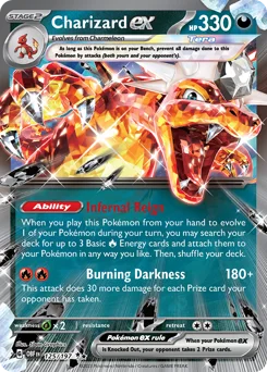 Charizard ex Pokemon card from Obsidian Flames, card number 125