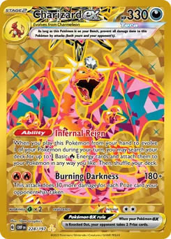 Charizard ex Pokemon card from Obsidian Flames, card number 228