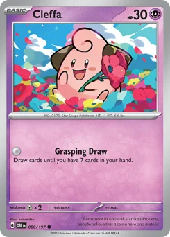 Cleffa Pokemon card from Obsidian Flames, card number 80