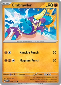 Crabrawler Pokemon card from Obsidian Flames, card number 114