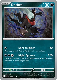 Darkrai Pokemon card from Obsidian Flames, card number 136