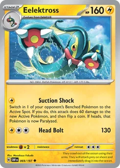 Eelektross Pokemon card from Obsidian Flames, card number 69