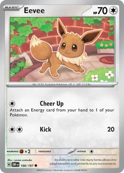 Eevee Pokemon card from Obsidian Flames, card number 166