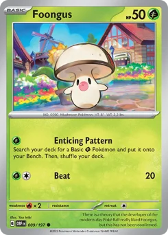 Foongus Pokemon card from Obsidian Flames, card number 9