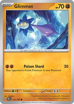 Glimmet Pokemon card from Obsidian Flames, card number 122