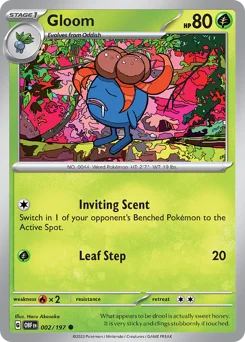 Gloom Pokemon card from Obsidian Flames, card number 2