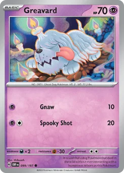 Greavard Pokemon card from Obsidian Flames, card number 99
