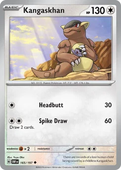 Kangaskhan Pokemon card from Obsidian Flames, card number 165