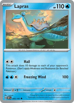 Lapras Pokemon card from Obsidian Flames, card number 45