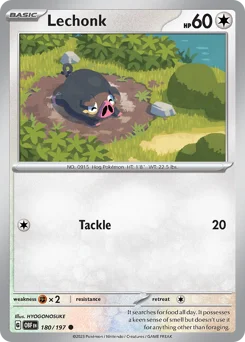 Lechonk Pokemon card from Obsidian Flames, card number 180