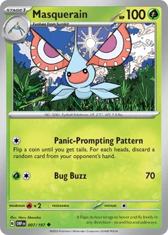 Masquerain Pokemon card from Obsidian Flames, card number 7
