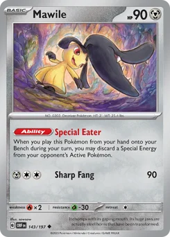 Mawile Pokemon card from Obsidian Flames, card number 143