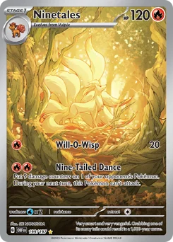 Ninetales Pokemon card from Obsidian Flames, card number 199