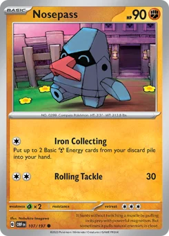 Nosepass Pokemon card from Obsidian Flames, card number 107