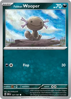 Paldean Wooper Pokemon card from Obsidian Flames, card number 127
