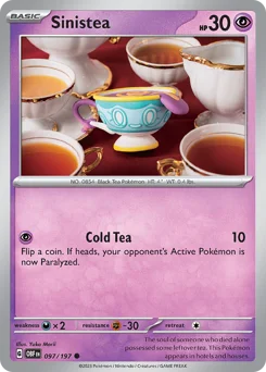 Sinistea Pokemon card from Obsidian Flames, card number 97