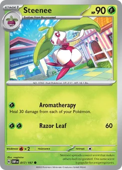 Steenee Pokemon card from Obsidian Flames, card number 17